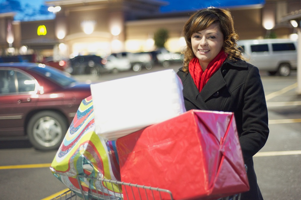 woman cart gifts shopping giving