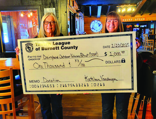 Tavern League of Burnett County donates to Dairyland Outdoor Veterans Retreat